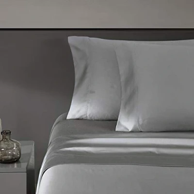 Image of Vera Wang King Sheet Set, Luxury Sateen Cotton Bedding, 800 Thread Count, Soft &amp; Smooth Home Decor (Steel Grey, 4 pcs,King)