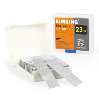 Image of KIMSING P620SS 23 Gauge 20mm Pin Nails, Stainless Steel, 9000 PCS/Box, Nails for Air Power Nail Gun, Micro Pinner Cabinets, Light Duty Wood Work, DIY