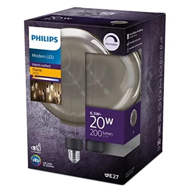 Image of PHILIPS LED 200mm Globe 6.5W E27 1800K Smoky Dimmable
