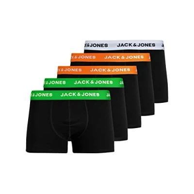Image of JACK &amp; JONES Men&#039;s JACHUEYS TRUNKS 5 PACK, White/Shocking orange, XL