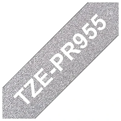 Image of Brother TZe PR955 Labelling Tape Cassette, Black on Premium Silver, 24 mm (W) x 8 m (L), Laminated, Genuine Supplies