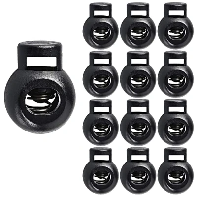 Image of TrySalar 12 Pcs Single Hole Spring Cord Locks Plastic Round Toggle Stoppers Sliding Fastener Slider for Drawstring Rope Paracord End Rucksack Craft (12)