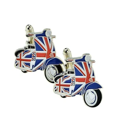 Image of Union Jack Scooter Design CUFFLINKS Presented in a Cufflink Box
