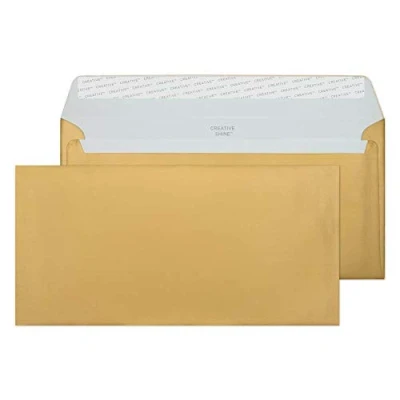 Image of Blake Creative Shine DL+ 114 x 229 mm 130 gsm Peel &amp; Seal Wallet Envelopes (25213) Metallic Gold Pack of 25