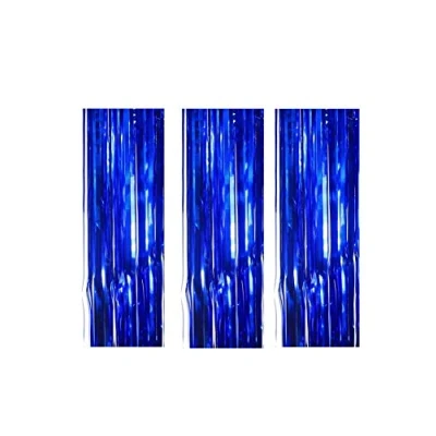 Image of 3 x Big/Large 3ft 8ft Blue Fringe Foil Curtain party tassel (You will receive curtains)
