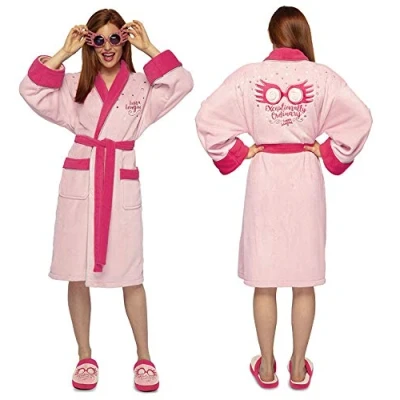 Image of Groovy Uk Harry Potter Luna Lovegood Ladies Fleece Hoodless Bathrobe, One Size, Pink