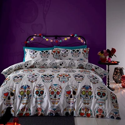 Image of Fusion Halloween Skulls Duvet Cover Set Single Bed Size in Multi