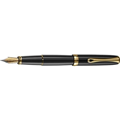 Image of Diplomat Excellence A2 Trim Fountain Pen with Steel Fine Nib Black Lacquer/Gold