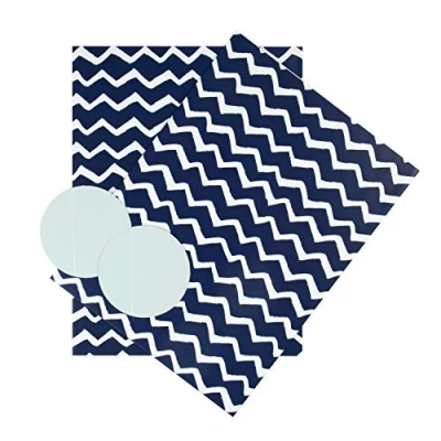 Image of Hallmark Any Occasion Wrapping Paper &amp; Tags Blue and White Zig Zag Design 2 Sheets