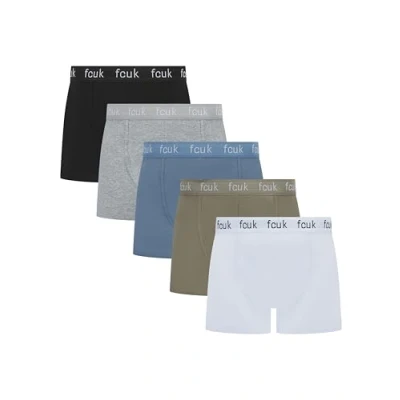 Image of French Connection FCUK Men&#039;s Premium 5 Pack Cotton Boxer Shorts, Assorted, Slim Fit (L)