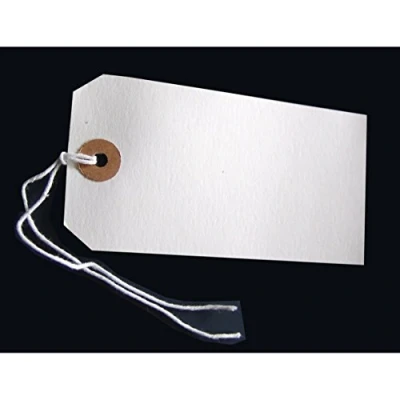 Image of 250 Large Reinforced White Strung Tags Luggage Labels 120 x 60mm