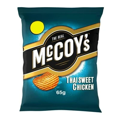 Image of McCoys Thai Sweet Chicken Flavour Ridge Cut Potato Crisps, Pack of 16 x 65 g