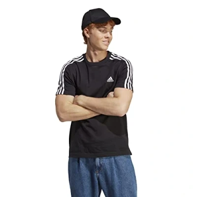 Image of adidas Sportswear Essentials 3STRIPES Print Tshirt Black white, Men&#039;s, Size: XS, white