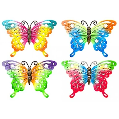 Image of Roots &amp; Shoots 4 x Metal Butterfly Garden Hanging Wall Plaque Ornament Decoration Butterflies