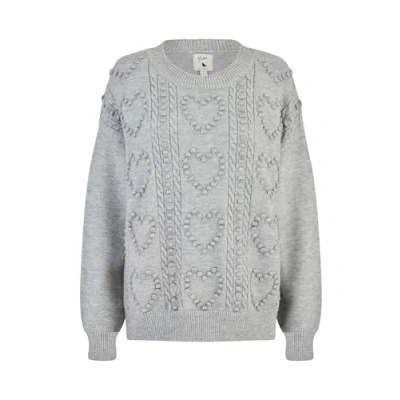 Image of Yumi Grey Heart Knit Relaxed Jumper M/L