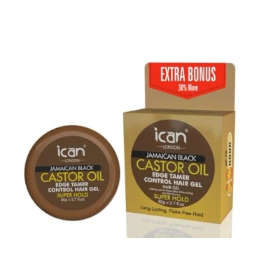 Image of ican London Jamaican Black Castor Oil Edge Control Hair Gel Super Hold 80g