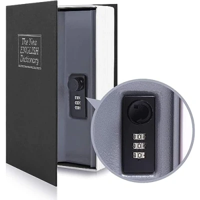 Image of Book Safe with Combination Lock, Ohuhu Dictionary Diversion Money Box, Portable Book, Box for Home Office, Secret Hidden Key Cash Jewelry, Black