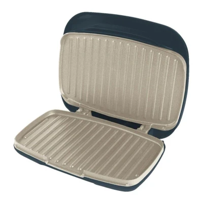 Image of Salter Marino Health Grill Smokeless Electric Griddle, Indoor Panini Press, Removable Drip Tray, Non Stick Plates, Healthy Cooking With Little To No Oil, Automatic Temperature Control, Blue Grey