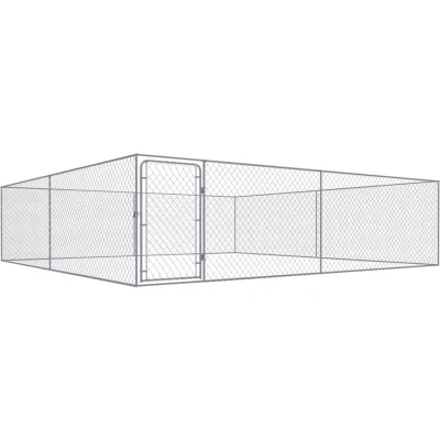 Image of vidaXL Outdoor Dog Kennel Galvanised Steel 4x4x1 m