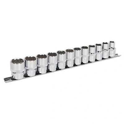 Image of Sealey Premier Socket Set 12pc 1/2&quot;Sq Drive 12pt WallDrive® Metric