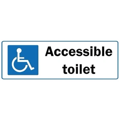 Image of Accessible Toilet Safety Sign (L) 1mm Plastic (300mm x 100mm)