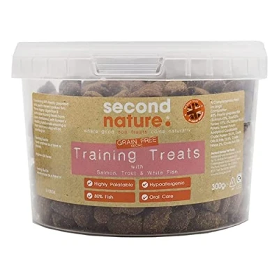 Image of Second Nature High Meat Grain Free Dog Training Treats: Salmon, Trout &amp; White Fish 300g Value Healthy Treats, Treats for Large Dogs Small