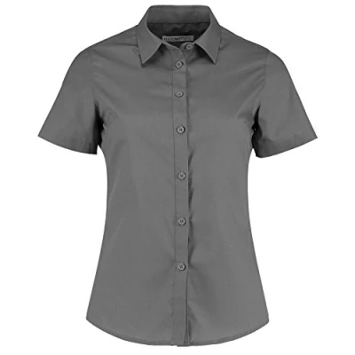 Image of Kustom Kit Womens/Ladies Short Sleeve Poplin Shirt (6) (Graphite)