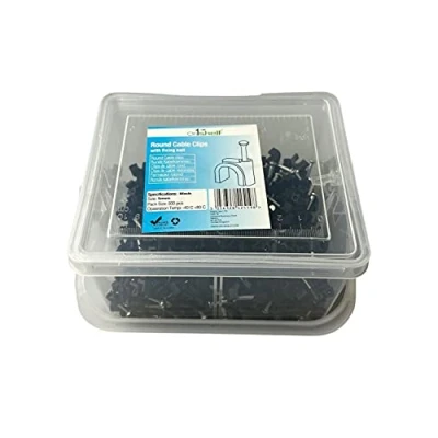Image of Black Round Cable Clips K Type Trade Box, 5mm 500 Pieces