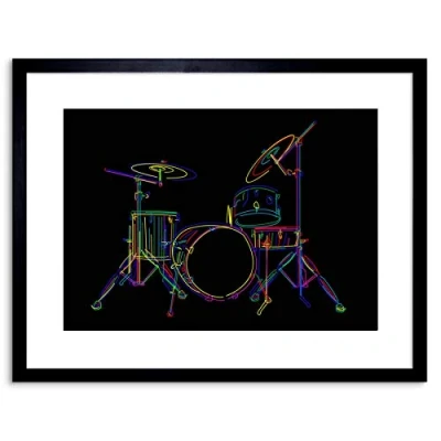 Image of Wee Blue Coo 9x7 &#039;&#039; PAINTING COLOURFUL DRUM KIT MUSIC INSTRUMENT FRAMED ART PRINT F97X676