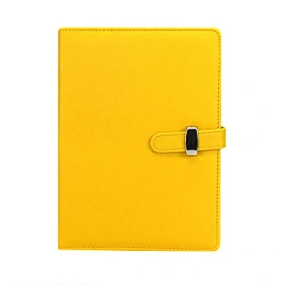 Image of SUPERTOOL Refillable Notebook PU Leather Loose Leaf Notebook, Classic Lined Notepad with Pocket &amp; Pen Holder for Business Meetings, Travel Journal (A5, Yellow)