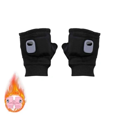 Image of Fingerless Heated Gloves,Smart Thermostatic Gloves, Rechargeable Gloves (black)