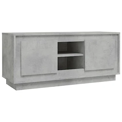 Image of vidaXL Modern TV Cabinet with 4 Compartments, Engineered Wood, Concrete Grey, Ample Storage, Decorative Display, Easy Assembly, for Living Room