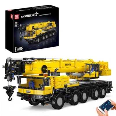Image of Mould King 17073 Mobile Crane Truck Building Sets, MOC Heavy Duty Crane, 3218+ pieces Construction Vehicle, Large Toys Set for Kids, Yellow