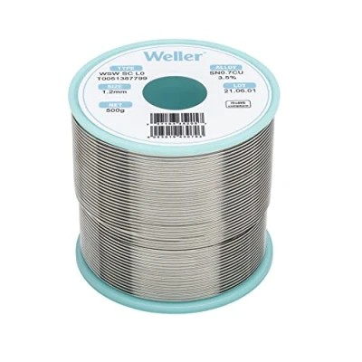 Image of Weller WSW SC L0 (T0051387799) Lead Free Solder Wire, Ø 1.2mm, Alloy Sn99.3Cu0.7, Flux Content 3.5%, 500g, Silver