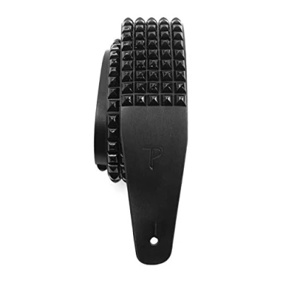 Image of Perri&#039;s Leathers Ltd. Guitar Strap Studded leather Black Adjustable For Acoustic/Bass/Electric Guitars Made in Canada (P25STUD 7112)