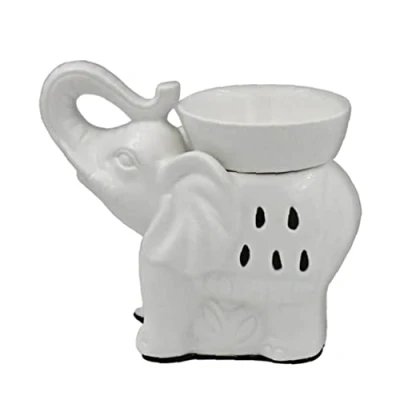 Image of Desire Aroma LP46996 Ceramic Warmer White Elephant Form 1 Pc Lamp