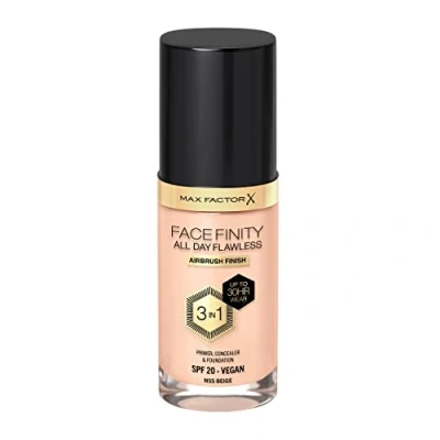 Image of Max Factor Facefinity 3 in 1 All Day Flawless Liquid Foundation, SPF 20 55 Beige (Packaging May Vary)