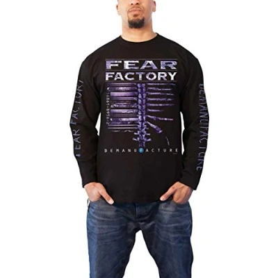 Image of Fear Factory T Shirt Demanufacture Band Logo Official Mens Black Long Sleeve XL