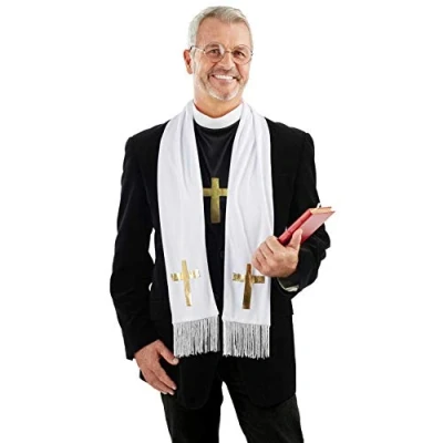 Image of Fun Shack Reverend Costume Men, Priest Costumes, Mens Costume, Vicar Adult Fancy Dress One Size