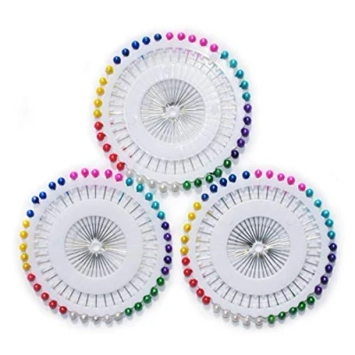 Image of HAND Long Pearl Pins, For Dress Making, Tailor 40 pins a wheel, Set of 3
