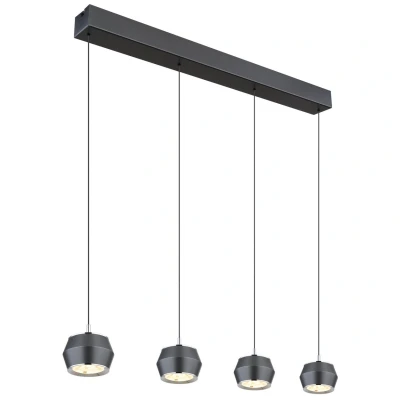 Image of Marthy Bar Pendant Ceiling Light Grey Matt 4x LED 3000K