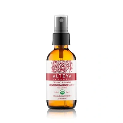 Image of Alteya Organic Centifolia Rose Water Spray 60ml Glass Bottle 100% USDA Certified Authentic Pure Rosa Flower Steam Distilled and Sold Directly by The Grower Organics