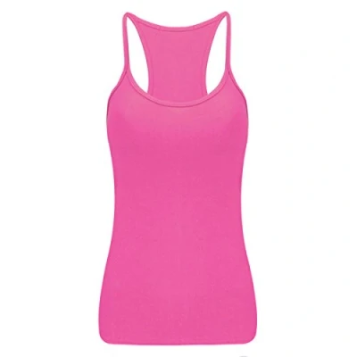 Image of Crazy Chick® Girls Microfiber Vest Top Children Plain Stretch Fancy Party Wear Tops Age 5 12 Years (5 6 Years, Pink)