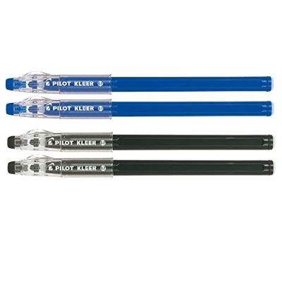 Image of Pilot Kleer Erasable Ballpoint Pen 0.7 mm Tip Multicoloured (Blue/Black) Pack of 4