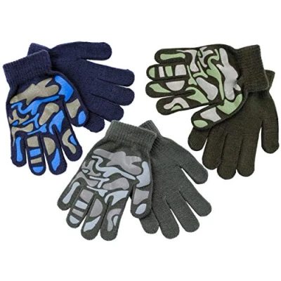 Image of RJM Kids Grippy Camouflage Design Magic Gloves 3 Pack Multi
