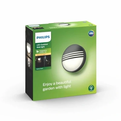 Image of Philips Yarrow black LED outdoor wall light