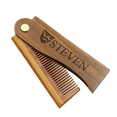 Image of Custom Engraved Green Sandalwood Wooden Comb，Personalized Real Natural Comb/Boutique Hair Comb Personalised Gifts for Dad, Husband Gift