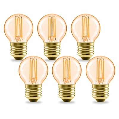 Image of LVWIT 4W Vintage SES E27 LED Golf Filament Bulb,Antique Edison Globe Light Bulbs,35W Equivalent,410LM,2400K Warm White Ball E27,45 * 77MM,220 240V,Non Dimmable (6PCS)