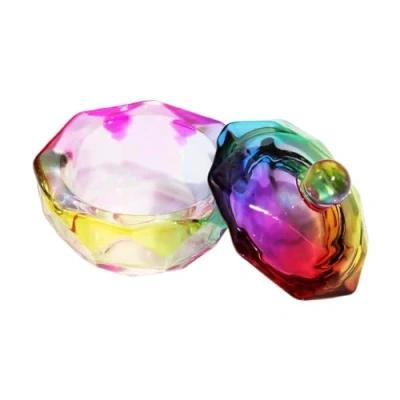 Image of Nails Art Glass Dappen Dish With Lid Heart Shaped Liquids Crystal Cup