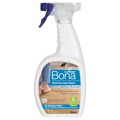 Image of Bona OxyPower Wood Floor Cleaner Liquid, Wooden Cleaner, for Varnished or Hard Waxed Floors, 1 Litre Spray Bottle, White